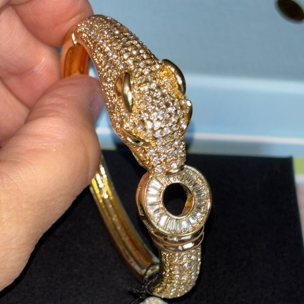 Natasha Couture Panther Gold Statement Bracelet - Picture 1 of 9